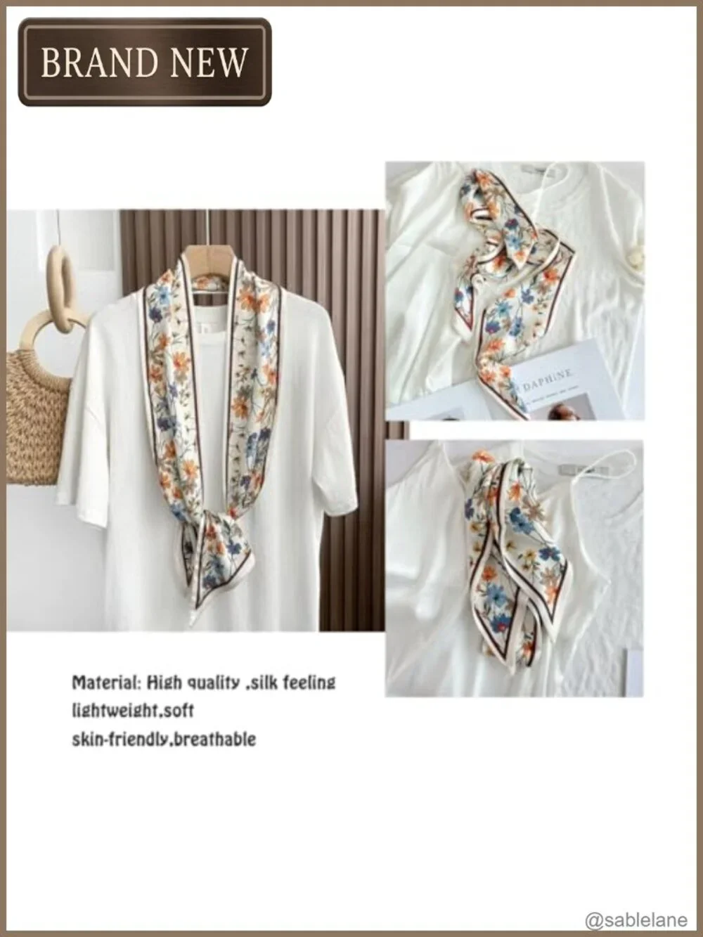 Silk Feeling Satin Head Scarf Women Fashion Square Long Scarves + Gifts